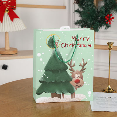 Túi giấy Giáng sinh tái chế thân thiện với môi trường, xanh lá cây, các giải pháp đóng gói quà tặng ngày lễ bền vững
