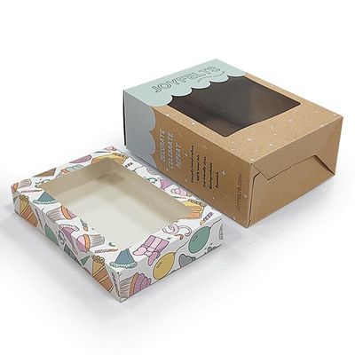 Bao bì hộp cuối giấy Kraft màu nâu với các thư mục cửa sổ PVC rõ ràng