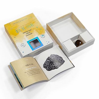 Đá quý đá đá agate tinh thể hai miếng hộp quà tặng tùy chỉnh kích thước với giấy chèn