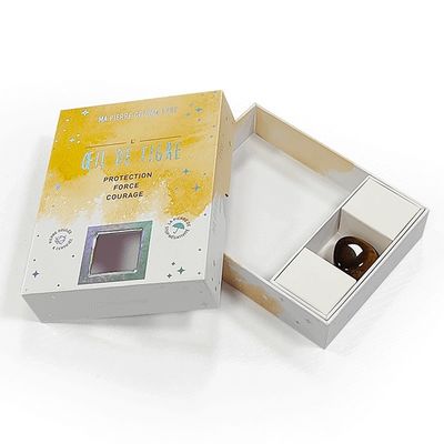 Đá quý đá đá agate tinh thể hai miếng hộp quà tặng tùy chỉnh kích thước với giấy chèn