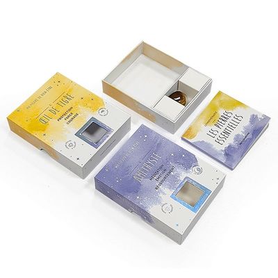 Đá quý đá đá agate tinh thể hai miếng hộp quà tặng tùy chỉnh kích thước với giấy chèn