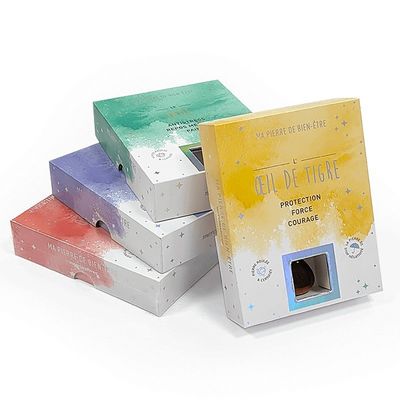Đá quý đá đá agate tinh thể hai miếng hộp quà tặng tùy chỉnh kích thước với giấy chèn