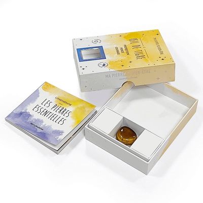 Đá quý đá đá agate tinh thể hai miếng hộp quà tặng tùy chỉnh kích thước với giấy chèn