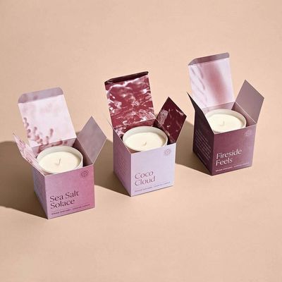 Bảng giấy bọc tùy chỉnh nước hoa nến bình đóng gói giấy gấp ngược in hộp tuck
