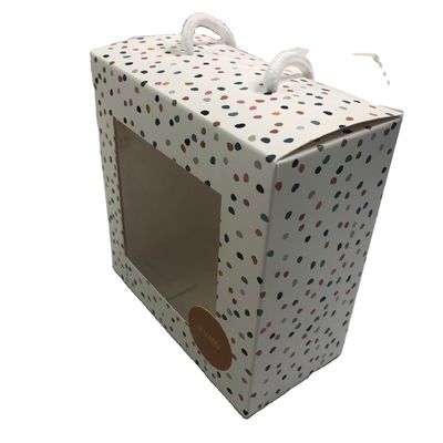 350 gram Bảng giấy phủ phủ ngược Tuck gấp cửa sổ ví đóng gói hộp với tay cầm dây