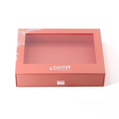 Những người khác Loại hộp giấy tùy chỉnh ngăn kéo Thẻ đóng gói quà giấy với cửa sổ PVC rõ ràng