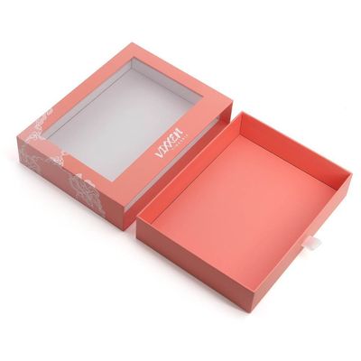 Những người khác Loại hộp giấy tùy chỉnh ngăn kéo Thẻ đóng gói quà giấy với cửa sổ PVC rõ ràng
