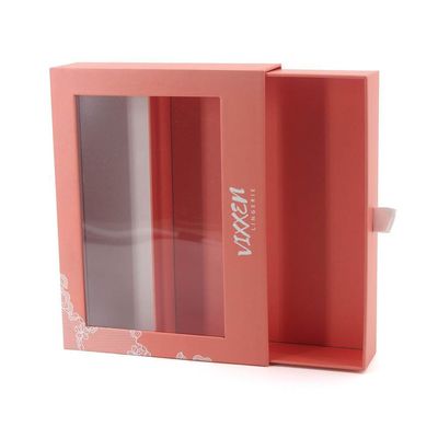 Những người khác Loại hộp giấy tùy chỉnh ngăn kéo Thẻ đóng gói quà giấy với cửa sổ PVC rõ ràng