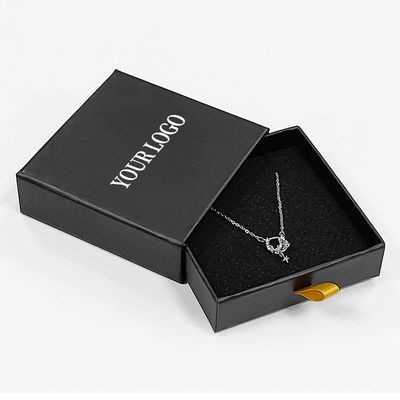 Logo tùy chỉnh bọt chèn ngăn kéo cứng hộp trang sức cho vòng cổ vòng tay 9x9x3cm