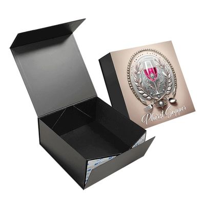 Hộp giấy cao cấp Flip Top Thẻ vải giấy màu đen hộp từ tính tùy chỉnh Bao bì