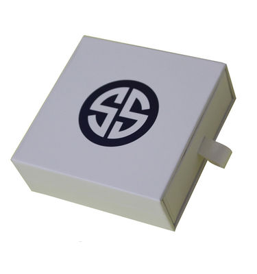 Các món quà khác Sản phẩm thủ công bề mặt kết thúc hộp trắng bóng mượt với logo tấm giấy nóng bạc đen