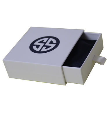 Các món quà khác Sản phẩm thủ công bề mặt kết thúc hộp trắng bóng mượt với logo tấm giấy nóng bạc đen