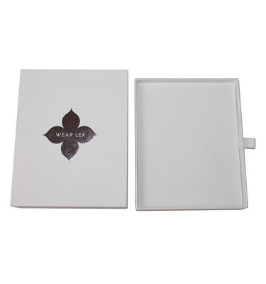 Các món quà khác Sản phẩm thủ công bề mặt kết thúc hộp trắng bóng mượt với logo tấm giấy nóng bạc đen