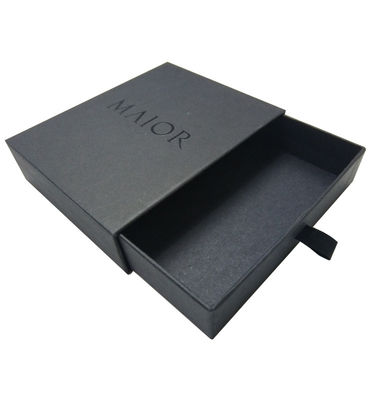 Black Gift Drawer Packaging Box Glossy Lamination Bronze Blob Logo được đóng dấu