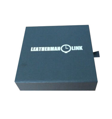 Black Gift Drawer Packaging Box Glossy Lamination Bronze Blob Logo được đóng dấu