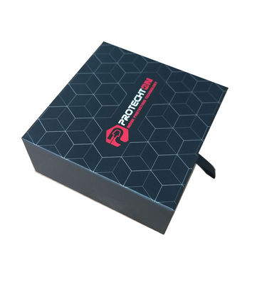 Black Gift Drawer Packaging Box Glossy Lamination Bronze Blob Logo được đóng dấu