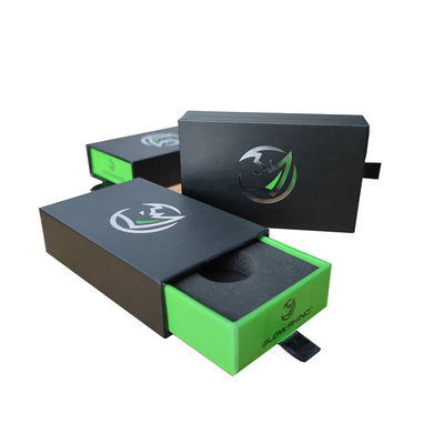 Green Paper Cardboard Stock Gift Box for Car Keychain Pull Out Drawer Custom EVA Insert (hộp quà bằng giấy xanh, giấy dán)