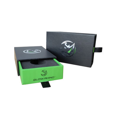 Green Paper Cardboard Stock Gift Box for Car Keychain Pull Out Drawer Custom EVA Insert (hộp quà bằng giấy xanh, giấy dán)
