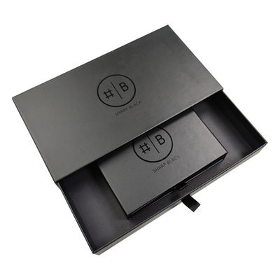Hộp cứng tùy chỉnh Chiếc hộp quà màu đen từ tính với vỏ bọt biển