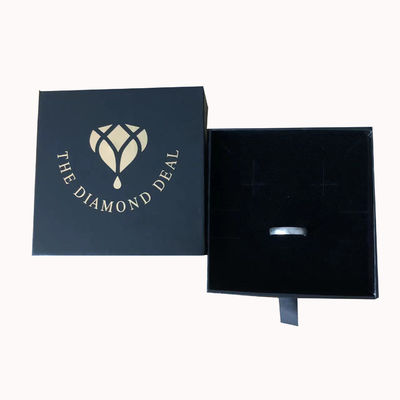 Logo tùy chỉnh in đồ trang sức vải giấy đen hộp quà cho vòng đeo tay và vòng cổ