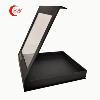 Tiệm siêu thị Matt Black Magnetic Packaging Box Hộp quà bằng ván với cửa sổ rõ ràng