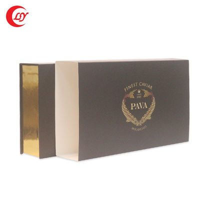 Bao bì vàng Đen Đỏ Caviar Tin Jar Gift Set với bao bì giấy và tay áo