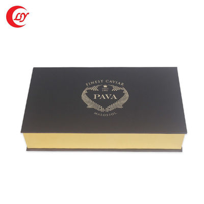 Bao bì vàng Đen Đỏ Caviar Tin Jar Gift Set với bao bì giấy và tay áo