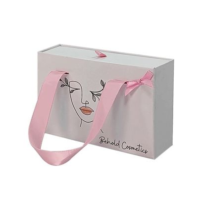 Những người khác Box Type Logo Printing Luxury Wallet Thẻ giấy slide box với tay cầm ruy băng