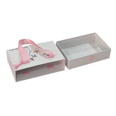 Những người khác Box Type Logo Printing Luxury Wallet Thẻ giấy slide box với tay cầm ruy băng