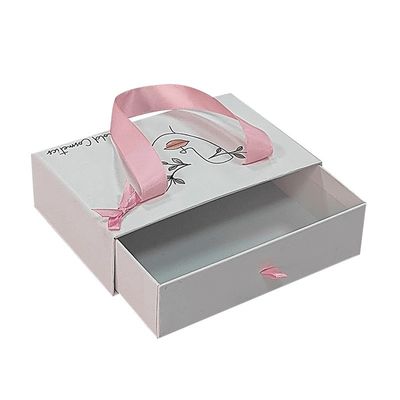 Những người khác Box Type Logo Printing Luxury Wallet Thẻ giấy slide box với tay cầm ruy băng