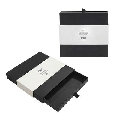 Hộp đóng gói ngăn kéo giấy đồ trang sức hộp slide ra màu đen hộp đóng gói hộp Logo tùy chỉnh