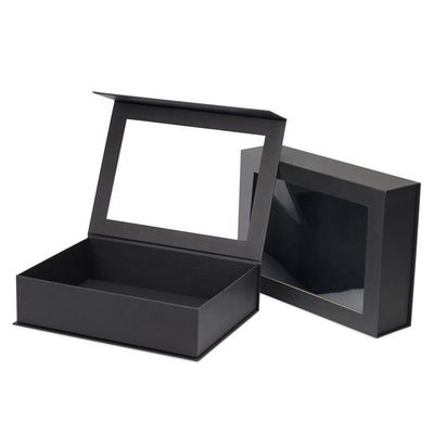 Khách hàng Flip Top PVC Window Paper Packaging Hộp quà đóng từ lớn với nắp cửa sổ rõ ràng