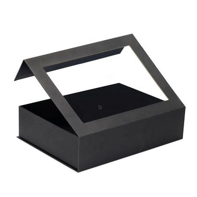 Khách hàng Flip Top PVC Window Paper Packaging Hộp quà đóng từ lớn với nắp cửa sổ rõ ràng
