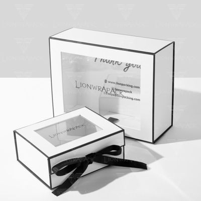 Khách hàng Flip Top PVC Window Paper Packaging Hộp quà đóng từ lớn với nắp cửa sổ rõ ràng