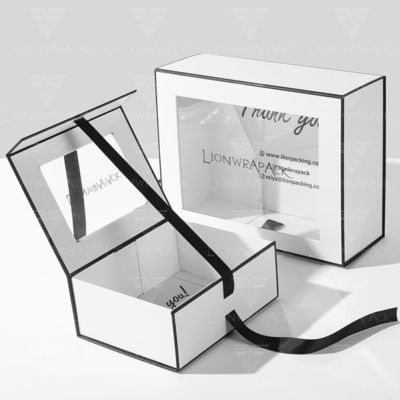 Khách hàng Flip Top PVC Window Paper Packaging Hộp quà đóng từ lớn với nắp cửa sổ rõ ràng