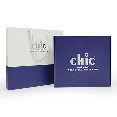 Tote giấy mua sắm túi bạc dán bằng tay cầm cho quần áo may mặc