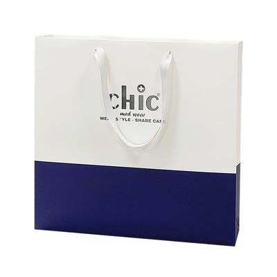 Tote giấy mua sắm túi bạc dán bằng tay cầm cho quần áo may mặc