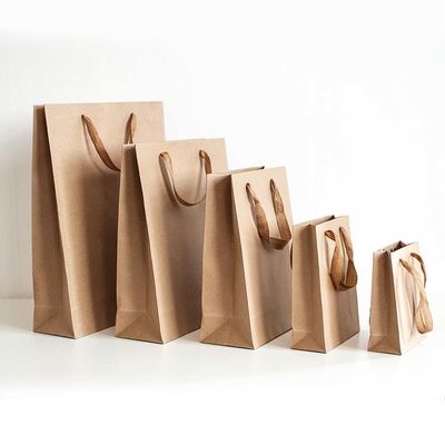 Đơn đặt hàng tùy chỉnh được chấp nhận Logo vận chuyển hàng loạt Cà phê Brown Kraft giấy túi với tay cầm