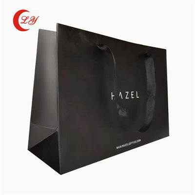Túi giấy quà màu đen thân thiện với môi trường với logo của riêng bạn được làm từ vật liệu tái chế