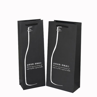 Thẻ giấy chai được in tùy chỉnh túi rượu với tay cầm tay cầm dây và in CMYK / PANTONE