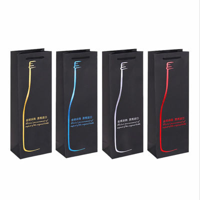 Thẻ giấy chai được in tùy chỉnh túi rượu với tay cầm tay cầm dây và in CMYK / PANTONE