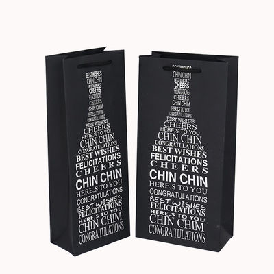 Thẻ giấy chai được in tùy chỉnh túi rượu với tay cầm tay cầm dây và in CMYK / PANTONE