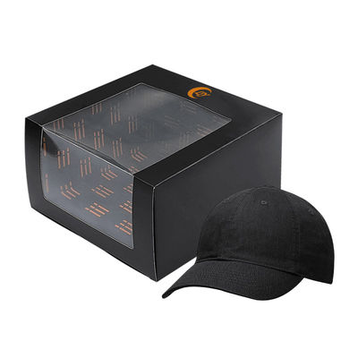 Bao bì mũ giấy tùy chỉnh Baseball Cap Cửa sổ hộp quà với cửa sổ PVC rõ ràng cho baseball Cap