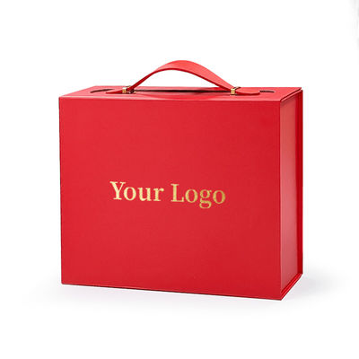 Hộp quà logo tùy chỉnh được làm từ hộp bìa tái chế tinh tế với tay cầm da thực tế