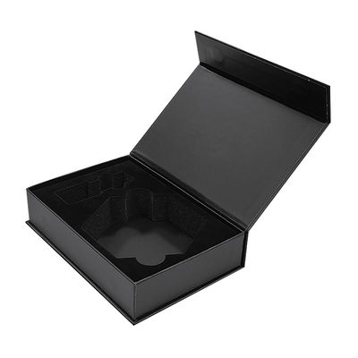 Nhà máy đóng gói tùy chỉnh hộp in Băng giấy đen hộp quà từ tính đóng gói với bọt bên trong