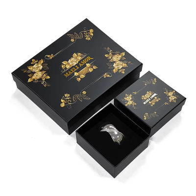 Nhà máy in tùy chỉnh cao cấp trang sức sang trọng đặt hộp vàng hoa hồng dây tóc đầu trang hộp đóng gói