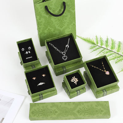 Hộp đóng gói giấy giấy màu xanh đậm tùy chỉnh cho đồ trang sức vòng cổ vòng đeo tay nhẫn ngăn kéo quà tặng với logo in