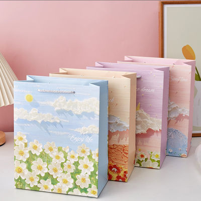 Kraft tùy chỉnh Nhạc cá nhân màu hồng túi giấy đóng gói nhỏ túi giấy đóng gói nghệ thuật cầm tay