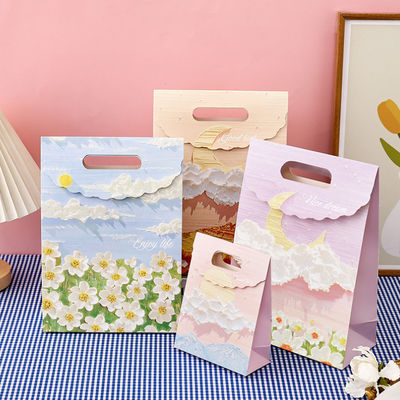 Kraft tùy chỉnh Nhạc cá nhân màu hồng túi giấy đóng gói nhỏ túi giấy đóng gói nghệ thuật cầm tay