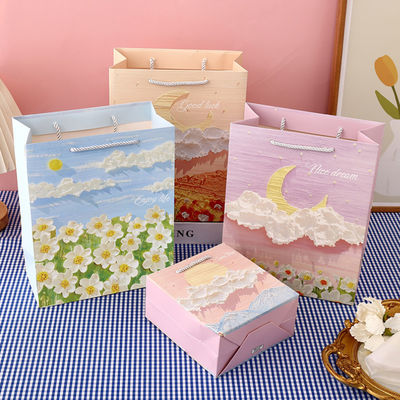 Nhập sẵn Kraft Art Gift Paper Packaging Bag Nhập sẵn màu hồng Nhập sẵn